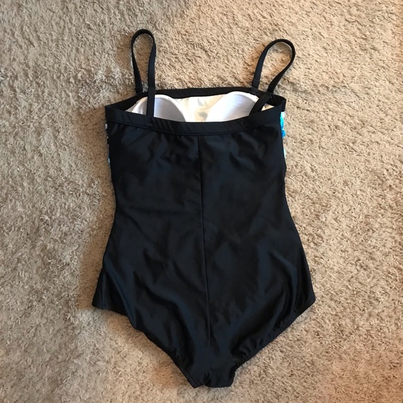 Maxine Blue Pink Black paint spat bathing swimsuit Plus size 16 XL tummy control - Picture 7 of 16